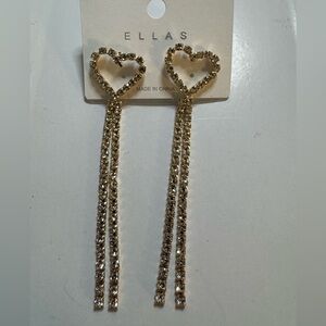 New Heart dangle earrings -gold tone
